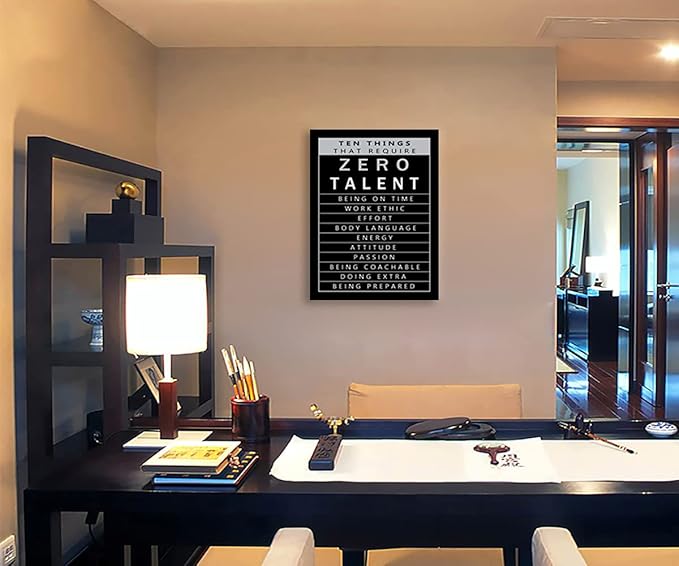 Inspirational Office Decorative Wall Art Inspirational Canvas Painting Posters Ten Things That Require Zero Talent Picture Printing Artwork Living Room Office Home Decoration Frame[30″W X 40′'H]