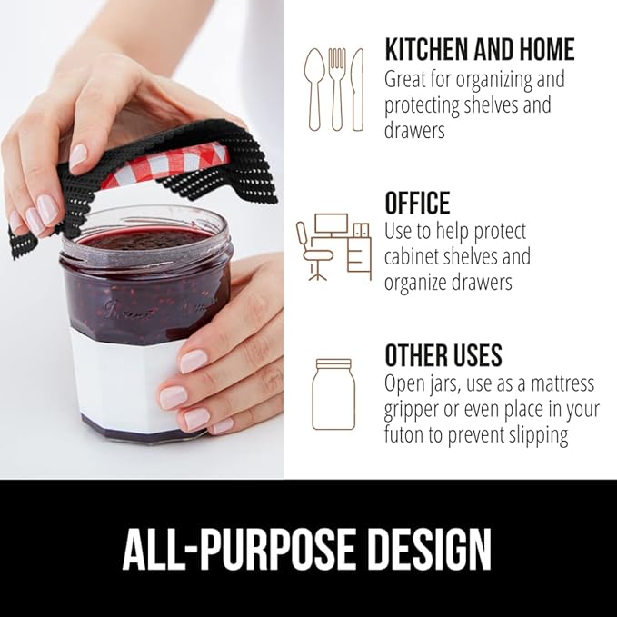 GORILLA GRIP powerGRIP Drawer Shelf and Cabinet Liner, Thick Strong Hold, Non-Adhesive Liners Protect Kitchen Cabinets and Cupboard, Bathroom Drawers, Easy Install, Breathable Mat, 12" x30', Black