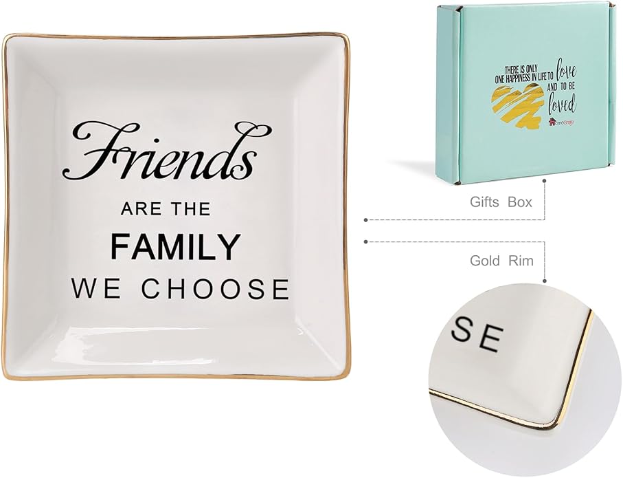 HOME SMILE Ceramic Ring Dish Jewelry Tray for Mom Sister Friends