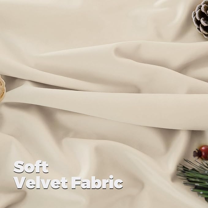 BGment Cream Beige Velvet Curtains 78 Inches for Bedroom, Thick Thermal Insulated Room Darkening Curtains Noise Reduce Back Tab and Rod Pocket Window Panels for Living Room, 2 Panels, 52 x 78 Inch