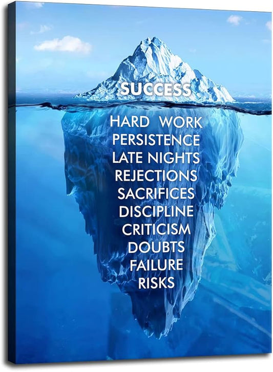 Office Decor Motivational Canvas Wall Art Inspirational Entrepreneur Quotes Success Iceberg Poster Painting Print Artwork Library Living Room Frames Ready to Hang[30″W X 40″H]