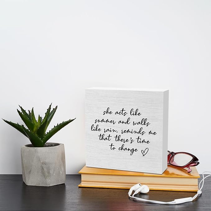 Inspirational Funny Rustic Wooden Box Sign Desk Decor Office Supplies Desk Accessories for Home Bedroom Table Shelf Farmhouse Bedroom Decorations Wood Block Plaque Box Sign