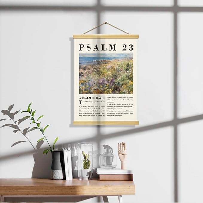 Christian Canvas Poster, Psalm 23 Canvas Poster Wood Hanger, The Lord Is My Shepherd Christian Wall Art, Bible Verse Posters, William Morris Prints Decor, Home Decor Accent