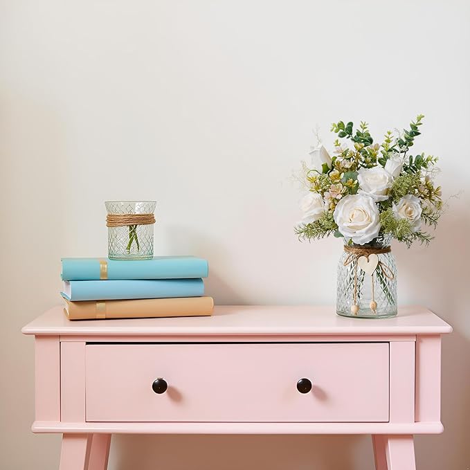 Fake Flowers in Vase,Faux Flowers for Vase,Artificial Silk Roses,Dining Table Centerpiece Decor,Flower Arrangements for Home Decor,Kitchen Decor