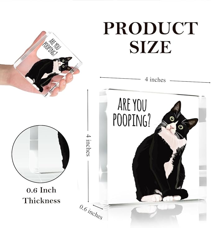 Are You Pooping Funny Sign，Black Cat Decor, Cat Bathroom Acrylic Decor，Home Decor Bathroom Creative Gift For Women Men，Funny Decorate Retro for Home Toilet