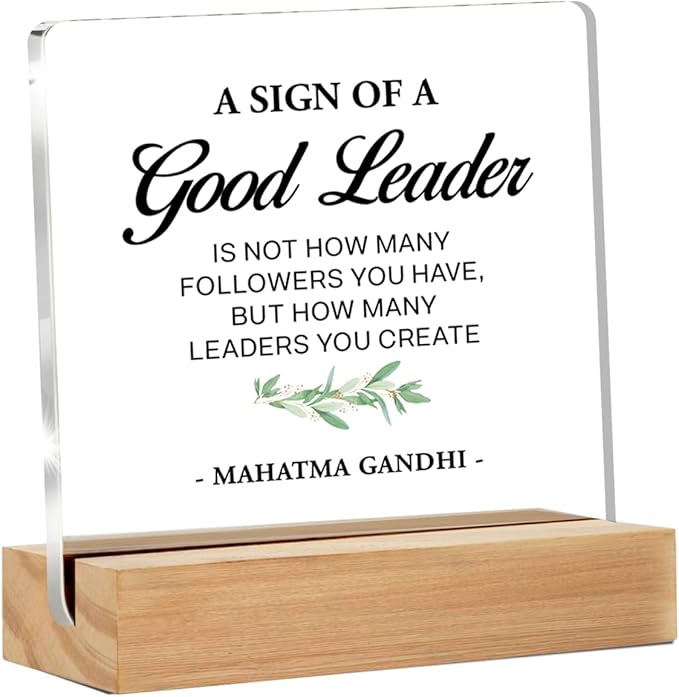 Best Leader Gifts - Thank You Gift for Boss Mentor - Clear Desk Sign Decor Office Desk Decor (4 x 4 Inches)