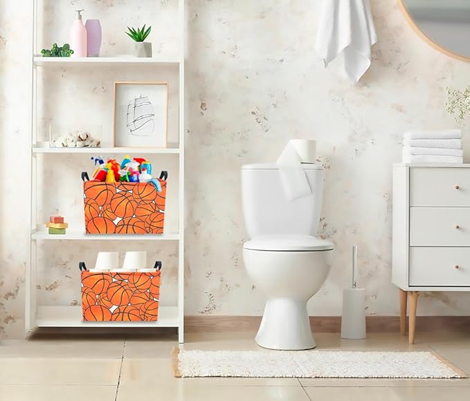 CLOCOR Rectangular Basketball Storage Basket Empty, Gift Basket, Room Decor(Basketball)