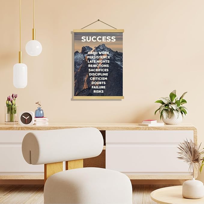 Inspirational Canvas Poster, Home Office Decor, Canvas Posters Wood Hanger, Success Definition Canvass Poster, Quotes Wall Decor, Positive Mindset Posters, Encouragement Gift for Women Men Friends