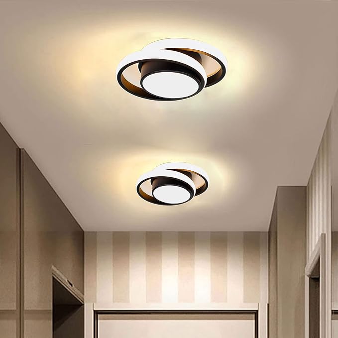 CANEOE Small Modern LED Ceiling Light,2 Rings Creative Design Ceiling Lamp Indoor Lighting Fixtures for Hallway Living Room Bedroom Kitchen Office (Warm White,3000K)