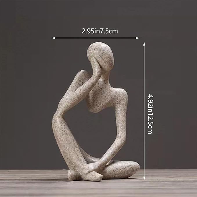 Thinker Sculptures, Sandstone Resin Thinker Statue Ornaments, Abstract Style Housewarming Gifts, Living Room Dining Desk Decorations (Right, Small)