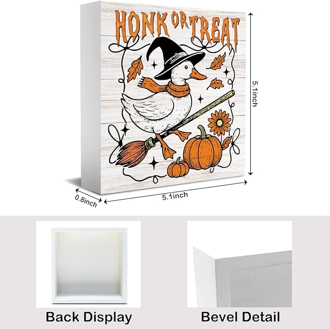 Funny Silly Goose Fall Decor, Retro Fall Decorations for Home Office, Autumn Goose Gifts for Animals Lovers Decorations for House Kitchen 5 x 5 inches (Tub 1711)