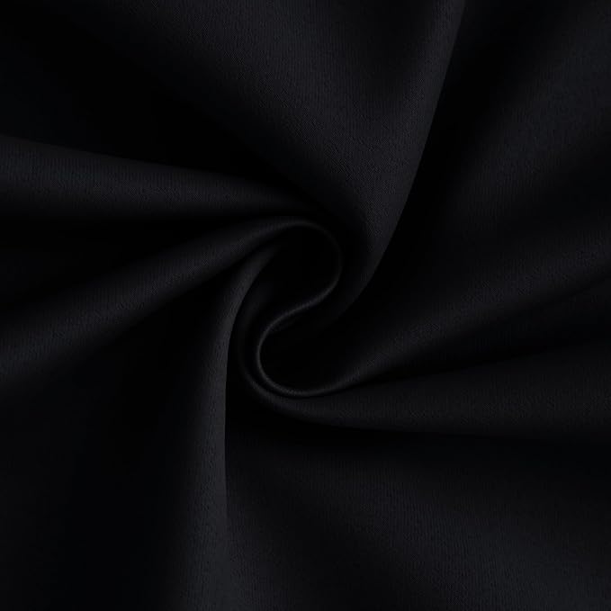 Yakamok 100% Blackout Curtain Panels 84 inches Cold and Light Blocking Drapes for Nursery, 2 Thick Layers Thermal Insulated Draperies (2 Pieces, 50 Wide Each Panel, Black Front with White Backing)