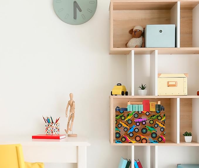 CLOCOR Rectangular Easter Gift Basket Empty,Waterproof Toy Bin,Books Box,Room Decor(Truck)