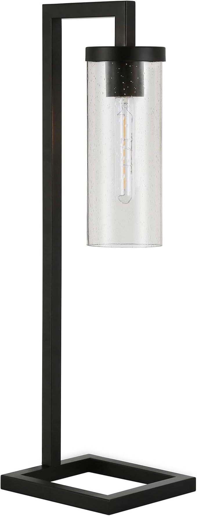 Henn&Hart 26" Tall Table Lamp with Glass Shade in Blackened Bronze/Seeded, Lamp, Desk Lamp for Home or Office