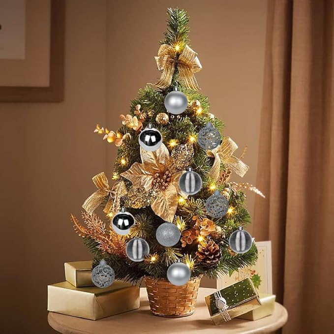 30PCS 2.36" Christmas Ball Ornaments Shatterproof Silver Christmas Tree Decorations Xmas Tree Balls Halloween Ornaments Décor