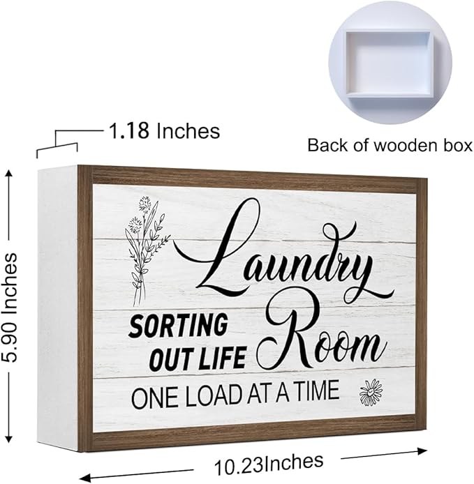 Laundry Room Sorting Life Out One Lord at Time Wooden Box Sign Desk Decor,Rustic Laundry Room Wooden Block Plaque Sign for Home Farmhouse Bathroom Shelf Desk Table Wall Decor