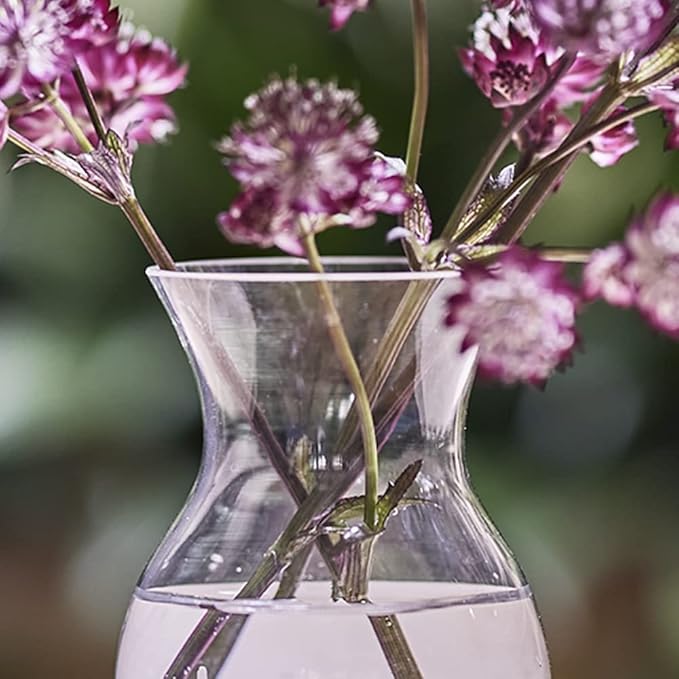 CHIVE ‘George’ Glass Bottle Flower Vases — Set of 6 — Small, Elegant Clear Glass Bud Vases — Bulk Pack for Home Decor & Table Centerpieces — Shape 4 (Oval, 4” Tall, 3” Wide)