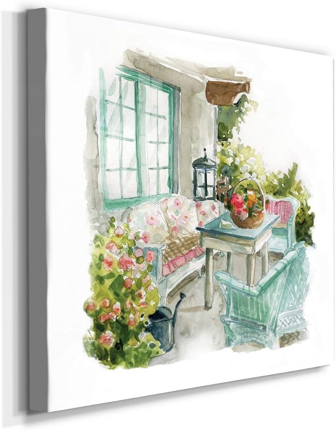 Square Premium Gallery Wrapped Canvas Flower Multicolor Wall Art Abstract Floral Romance Modern Pictures Print for Home Office, Ready to Hang