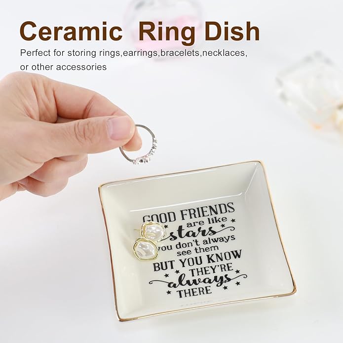 HOME SMILE Ceramic Ring Dish Jewelry Tray for Mom Sister Friends