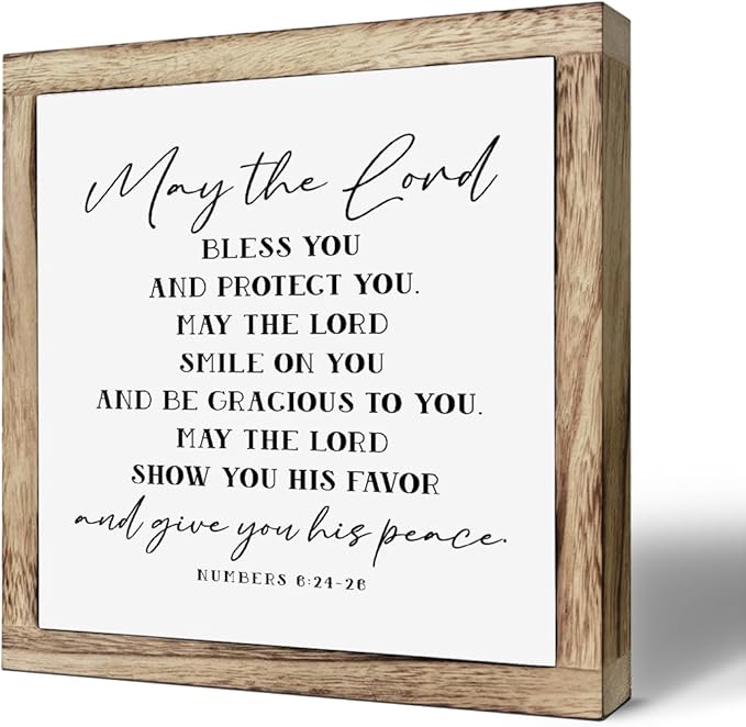SUSZDOU Scripture Sign, May the Lord Bless You and Protect You Sign, Wooden Plaques Box Signs, Blessing Sign, Christian Home Decor, Christian Gift, Bible Verse Decor Sign, Numbers 6:24-26 Sign