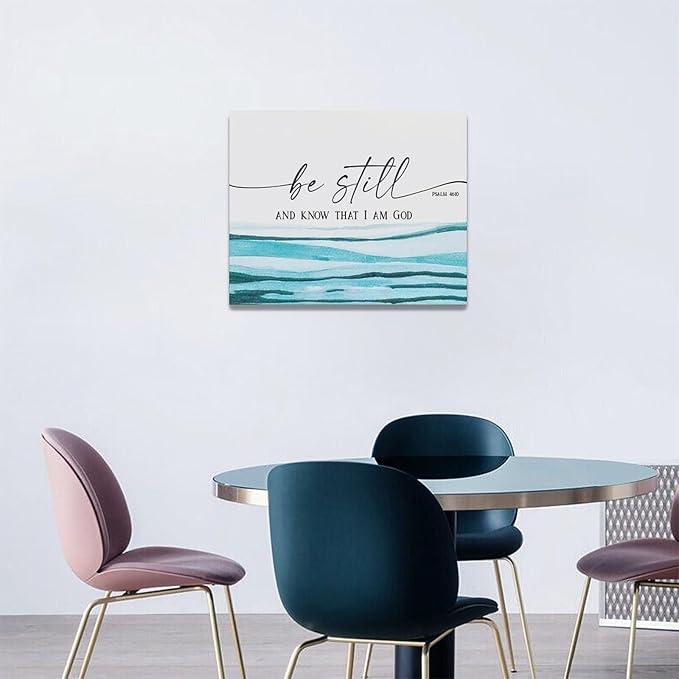 Large Christian Wall Art Be Still and Know That I Am God Pictures Wall Decor Bible Verse Psalm Canvas Painting Print Modern Home Decor Artworks Framed for Living Room Bathroom Master Bedroom 20"x16"