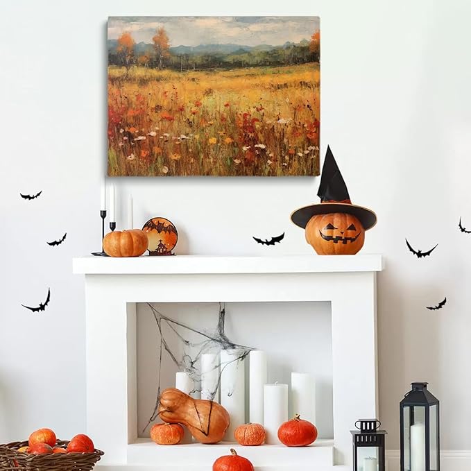 Framed Autumn Wildflowers Canvas Print posters Farmhouse Decor Fall Wall Art Autumn Decor Wildflower Wall Art Autumn Home Decor 12x16 framed