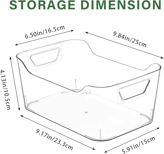 Clear Plastic Storage Bins,12 Pack Pantry Organizers and Storage, Clear Pantry Organizer Bins, Plastic Containers with Handle for Kitchen,Freezer,Cabinet,Closet,Bathroom Under Sink Storage
