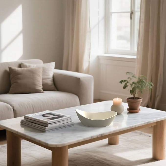 Concrete Fruit Bowl for Kitchen Counter – Large Decorative Bowls for Kitchen Decor, Dining Table, and Home Decor, Modern Centerpiece for Keys, Fruit, Candy, or Table Decor (Beige, 10.6")