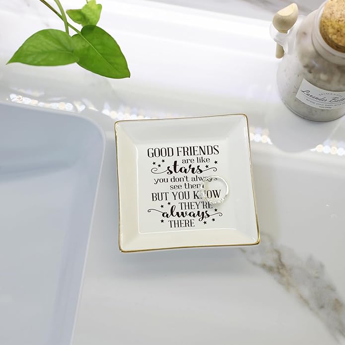 HOME SMILE Ceramic Ring Dish Jewelry Tray for Mom Sister Friends