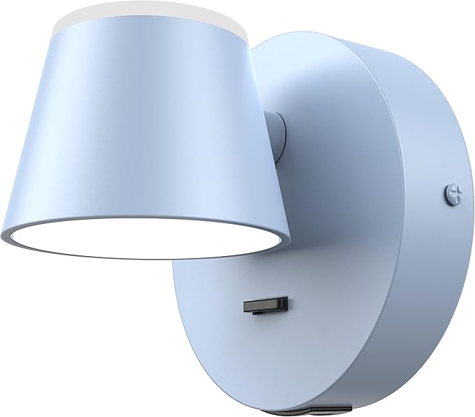 URSOLA Wall Light LED Wall Sconce with On/Off Switch USB Charging Port 110 Volt Hardwired Wall Lamp 350 Rotatable Up Down Sconces Wall Lighting (Blue)