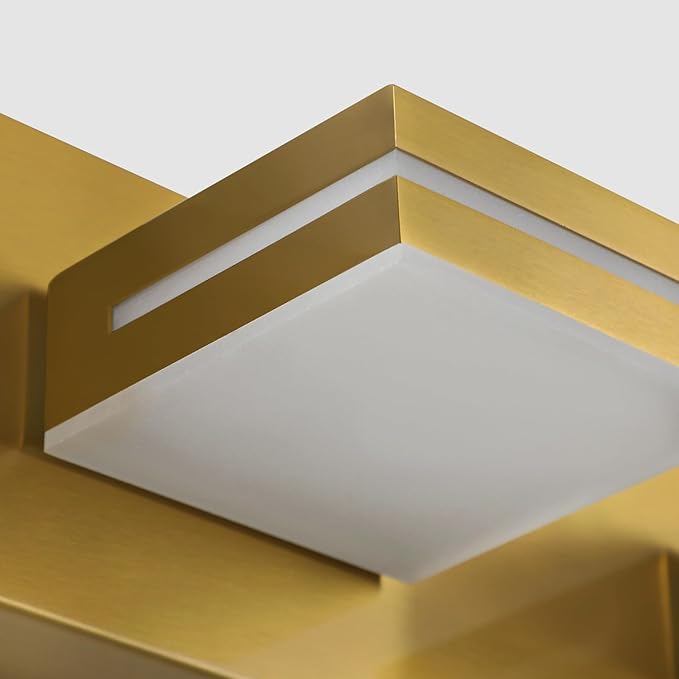 SineRise LED Modern Bathroom Vanity Light Fixtures (6-Light, 48-Inch), Brass Modern Acrylic Bathroom Wall Lighting Fixtures Over Mirror (Cool White 6000K)