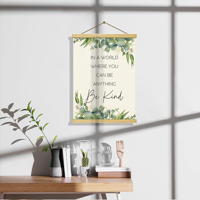 Inspirational Canvas Poster, Canvas Posters Wood Hanger, Success Motivational Poster Quotes Wall Decor, Positive Mindset Posters, Home Office Decor, Encouragement Gift for Women Men Friends