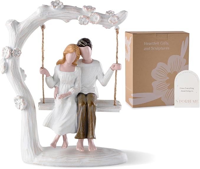 1st Year Gifts for Couple Anniversary Romantic Couples Swing Statue Wedding Engagement Gifts for Him Her Unique Resin Figurine Home Decor
