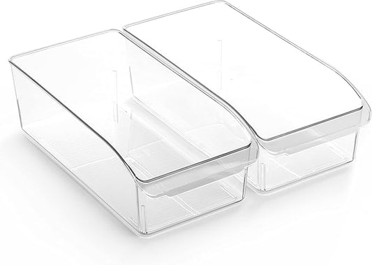 BINO | Plastic Storage Bins, Small | THE CURVE COLLECTION | Multi-Use Organizer Bins | Storage Containers Kitchen, Pantry and Home Organization | Fridge Organizers | Pantry Organization