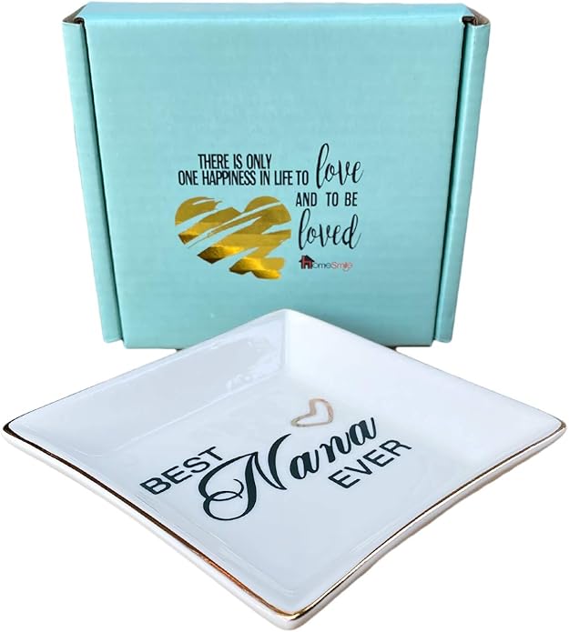 HOME SMILE Ceramic Ring Dish Jewelry Tray for Mom Sister Friends