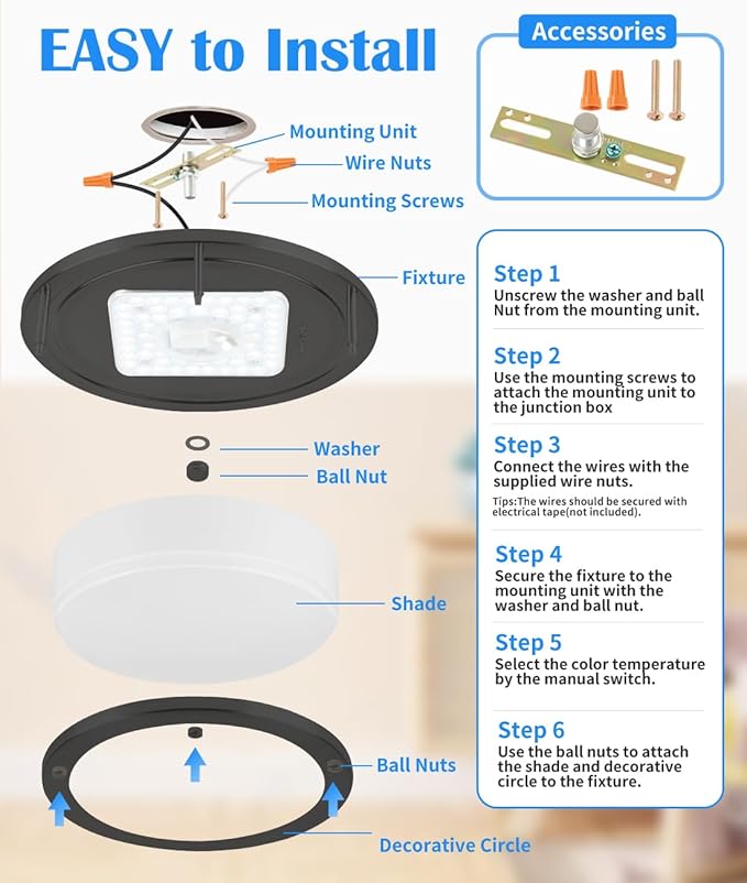 2 Pack Black Ceiling Light, 10 Inch Flush Mount LED Ceiling Light Fixture - Matt Black Bathroom Bedroom Lamp 2700K/3000K/3500K/4000K/5000K Adjustable Hallway Ceiling Lamp, 17W