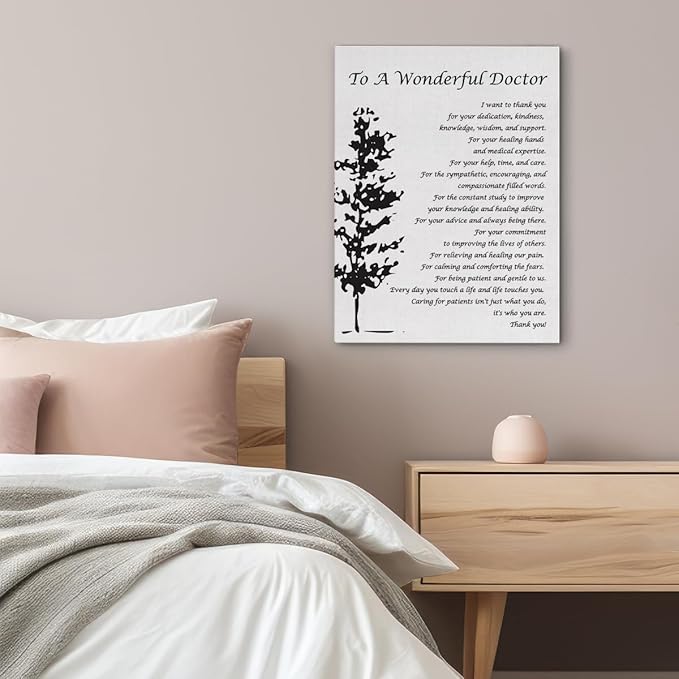 to a Wonderful Doctor I Want to Thank You Quotes Canvas Wall Art Print Framed Doctor Appreciation Gift Paintings Artwork Home Office Wall Decor 15x12 Inches