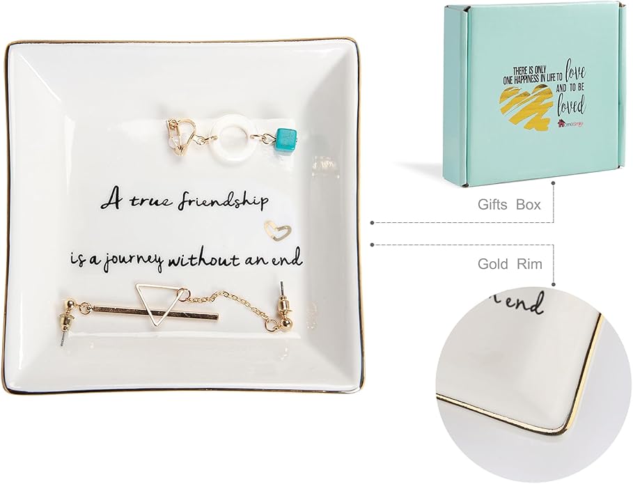 HOME SMILE Ceramic Ring Dish Jewelry Tray for Mom Sister Friends