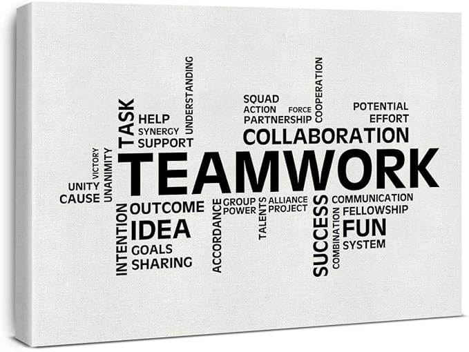 Inspirational Teamwork Canvas Wall Art Print Motivational Office Quotes Framed Paintings Team Artwork Home Office Wall Decor 15x12 Inches