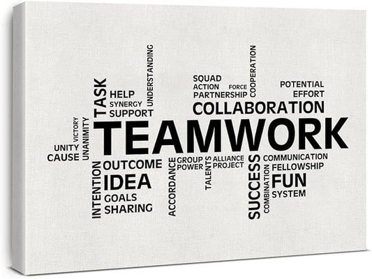 Inspirational Teamwork Canvas Wall Art Print Motivational Office Quotes Framed Paintings Team Artwork Home Office Wall Decor 15x12 Inches