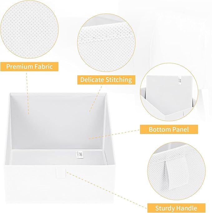 DIMJ Closet Storage Bins 8 Pack - Fabric Trapezoid Closet Organizer Bin, Foldable Storage Baskets for Shelves, Shelf Organizer, Clothing Storage Box for Toys, Books, Towel, Clothes