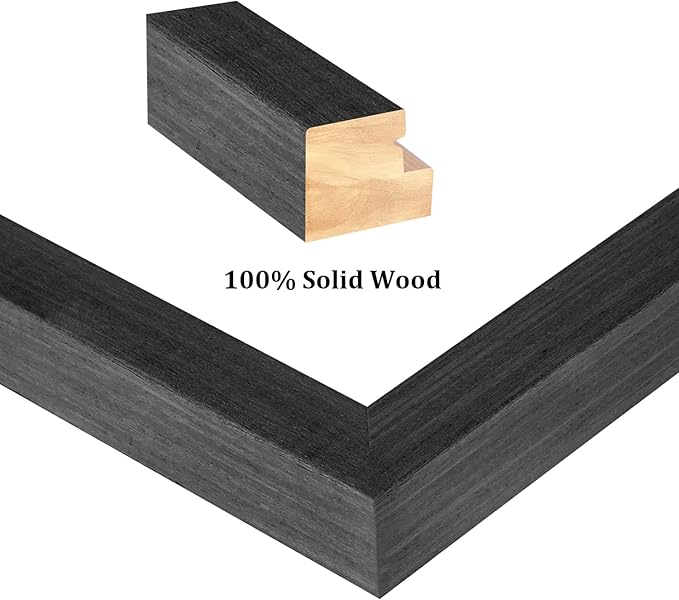 Egofine A4 Picture Frames Set of 4, Made of Solid Wood Covered by Plexiglass 4x6 and 6x8 with Mat or A4 without Mat, for Table Top Display and Wall Mounting Photo Frame Rustic Black