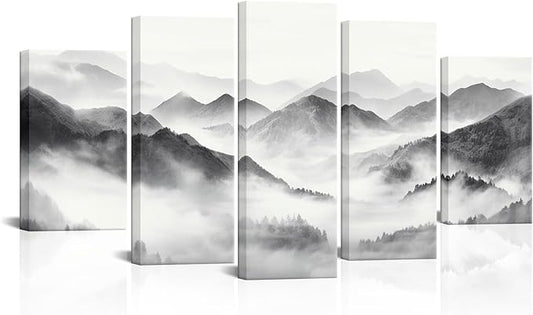 HOMEOART Mountain Wall Art Nature Landscape Painting Living Room Decor 5 Pieces Art Prints Overall 60inchx32inch