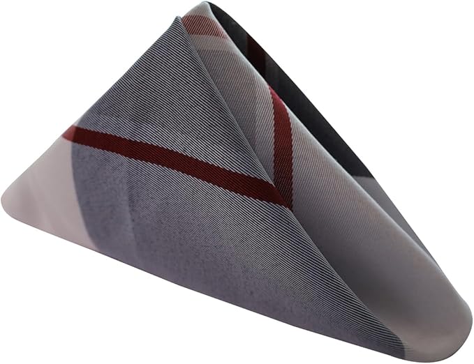 SASTYBALE Checkered Style Cloth Napkins 20 x 20 Inch 4 Pieces Washable Comfortable for Restaurant Family Dinners Weddings Parties and Banquets(Square, 20" x 20", Grey)