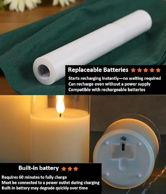 VENTA Set of 6 (10-Inch) Flameless Taper Candles with Remote | Realistic Flickering LED Dinner Candles with Timer | Perfect for Table Centerpieces, Weddings & Holiday Decor (Ivory)