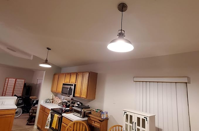 Doraimi Lighting 3-Pack 1 Light 12" Pendant Light Industrial Vintage Fixtures Metal Chandelier Lights with Brushed Nickel Finish,Ceiling Lamp for Kitchen Home Island Dining Room Bedroom Farmhouse