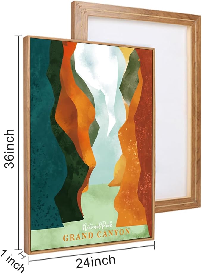 CHDITB Framed National Park Wall Decor, Grand Canyon Rocky Mountain Wall Art Set,Yosemite Sunset Forest Lake Canvas Art Prints, Nature Landscape Wall Painting for Living Room Bedroom Office 24"x36"