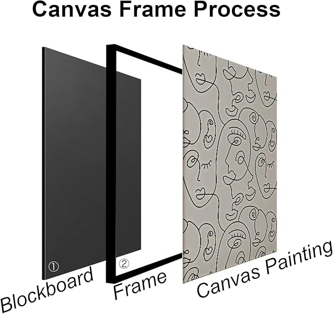 ARTFEB Abstract Framed Boho Black and White Wall Art for Living Room, 3 Piece Black Beige Large Canvas Paintings Prints Artwork, Modern Geometric Pictures for Bedroom Home Office Wall Decor -24"x32"x3