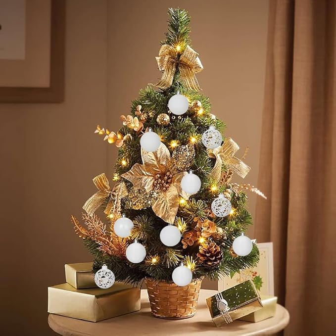 30PCS 2.36" Christmas Ball Ornaments Shatterproof White Christmas Tree Decorations Xmas Tree Balls Halloween Ornaments Décor