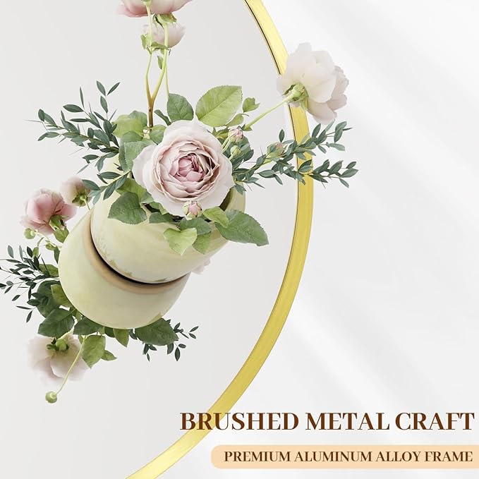 BEAUTYPEAK 32 Inch Round Mirror, Metal Frame Circle Mirror, Wall Mounted for Entryway, Bathroom, Vanity, Living Room, Gold